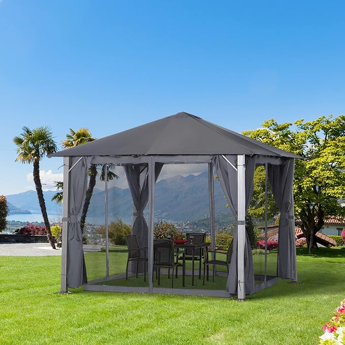 Outsunny 10' x 10' Patio Gazebo, Outdoor Gazebo Canopy Shelter - Image 2