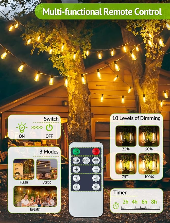 48FT Solar String Lights Outdoor - Image 2