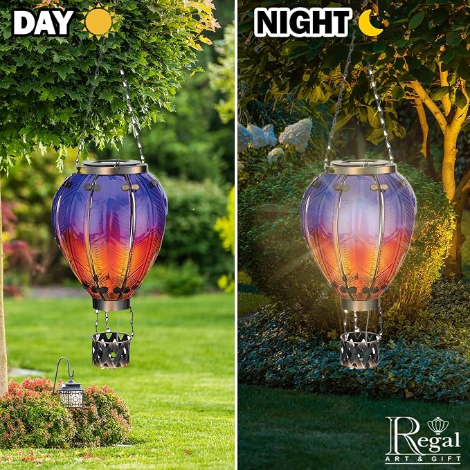 Regal Art & Gift 23.5 Inch Hot Air Balloon Solar Lantern – Hanging - Image 6