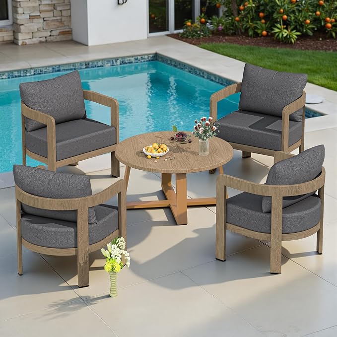 Outdoor Patio Furniture Set, 5 Pieces Modern Metal Patio Conversation Set - Image 8