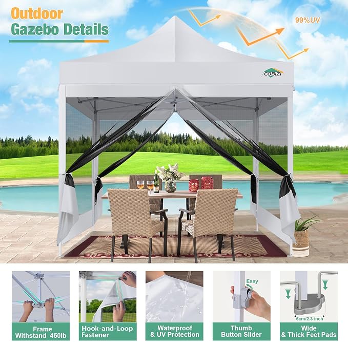 COBIZI Canopy Tent 10x10 Heavy Duty Pop Up Canopy - Image 2