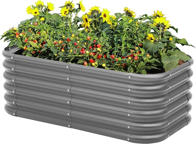 Galvanized Raised Garden Bed, Outdoor Planter Bed, Metal Planter Box by Besebay
