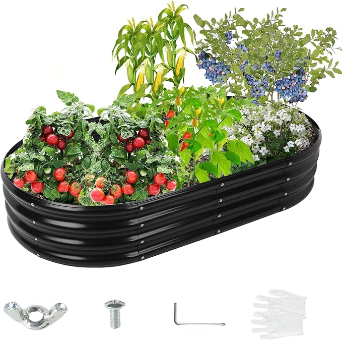 5X2.7X1 FT Oval Galvanized Metal Garden Raised Bed/Plant Box - Image 9