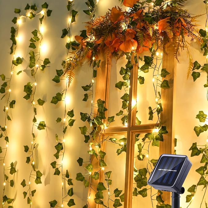 Brizled Solar Vine String Lights, 33ft 100 LED Solar String Lights, 8 Modes by Brizled