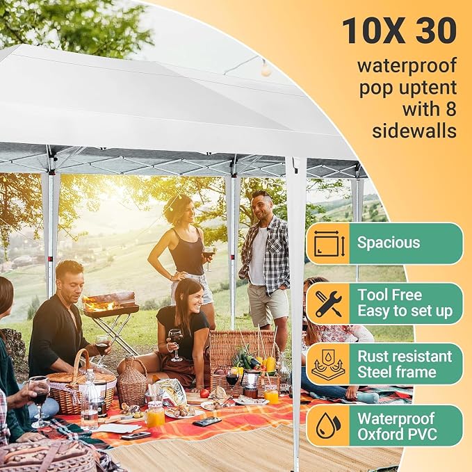 COBIZI 10x30 Pop Up Canopy Tent - Image 8