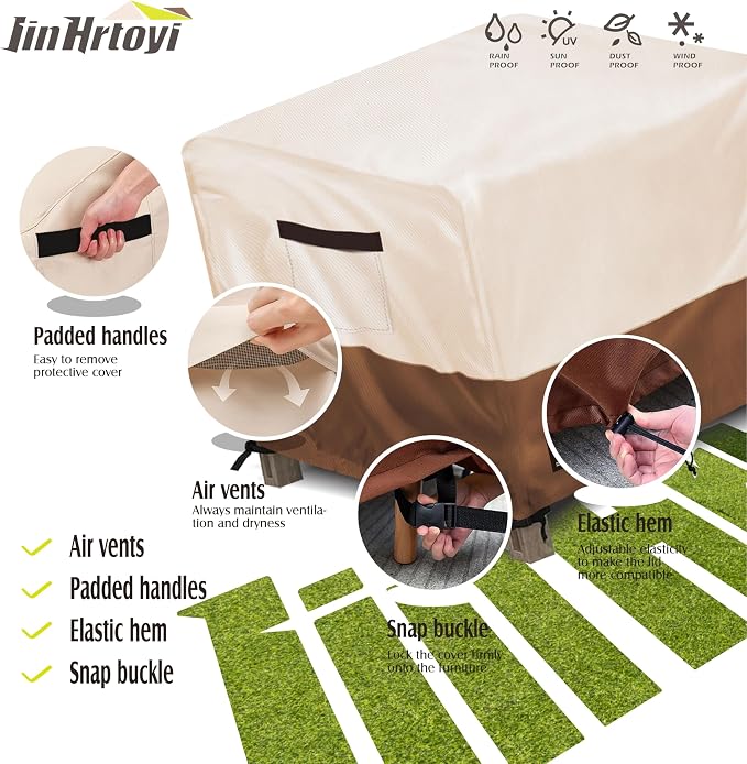 JinHrtoyi Patio Square Table Cover, 22Wx22Dx18H Inches 100% Waterproof Heavy - Image 6