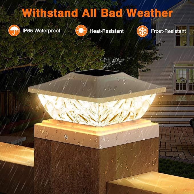 12 Pack Solar Post Cap Lights, 2 Mode Bright Solar Post Lights Outdoor - Image 4