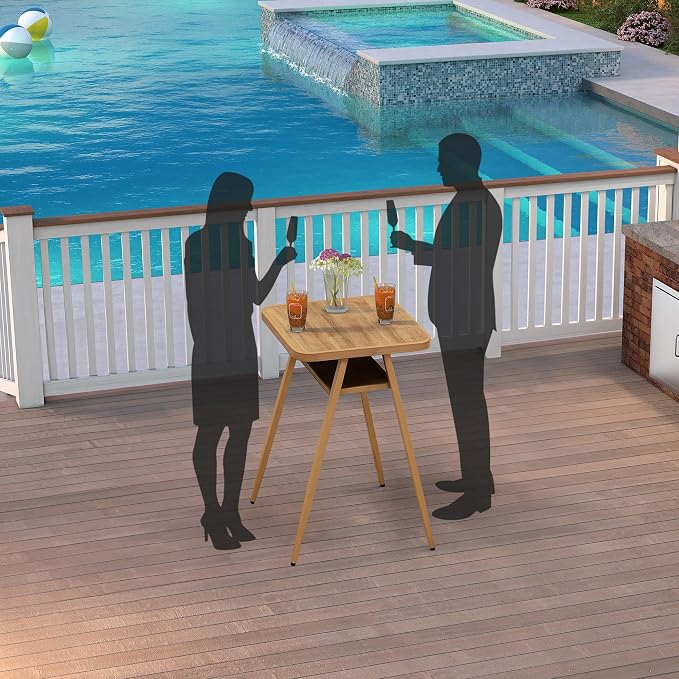 PURPLE LEAF Outdoor Aluminum Counter Height Bar Stools Table by PURPLELEAF