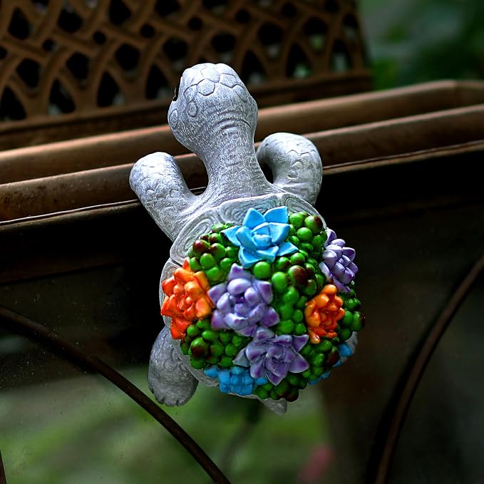 Mini Turtle Statue Miniature Tortoise Figurine Plant Pot Hanger, Realistic - Image 9