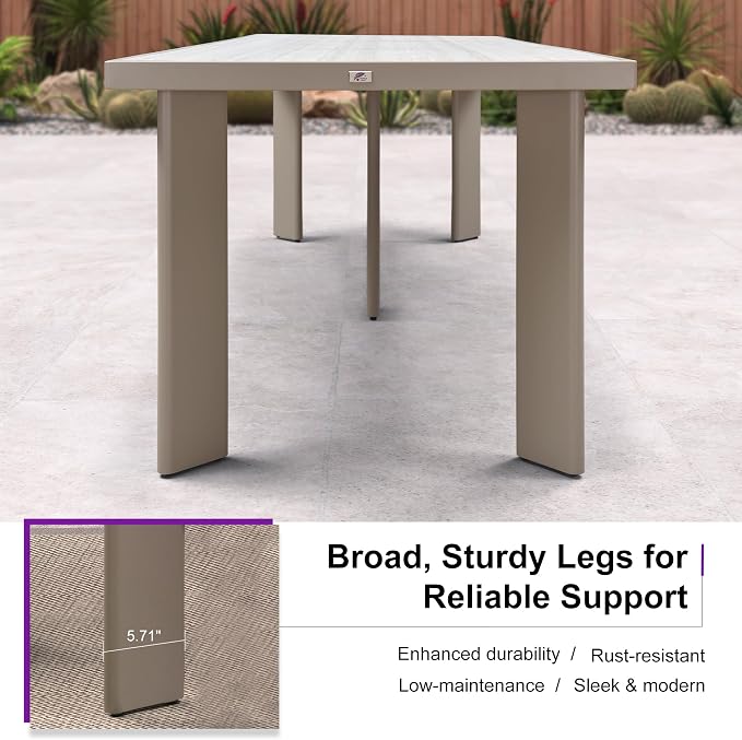 PURPLE LEAF 9 Pieces Outdoor Dining Set Patio Table and Chairs Set Aluminum - Image 4