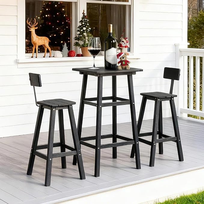 3-Piece Outdoor Counter Height Bar Table Set, HDPE Weather Resistant - Image 9