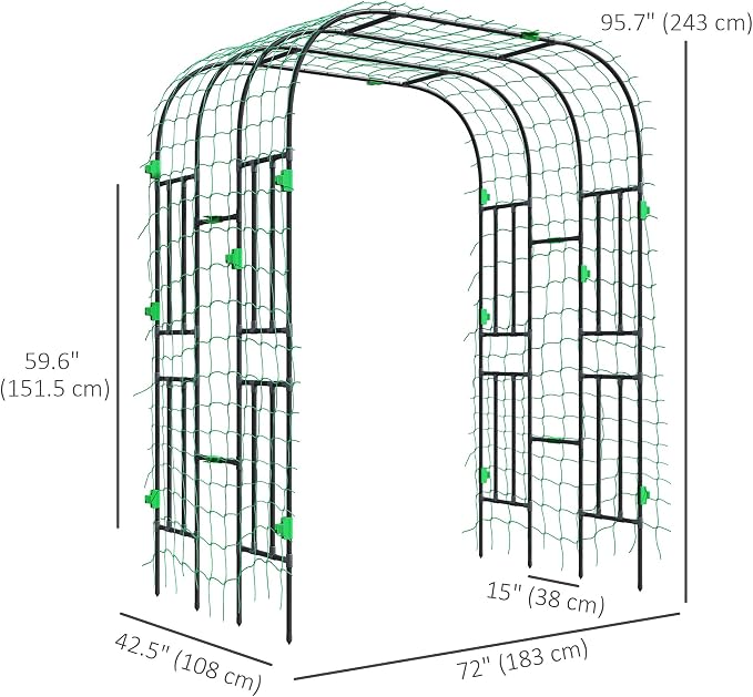 Outsunny Garden Arch Trellis, 8 FT Tall Metal Plant Trellis Support - Image 7