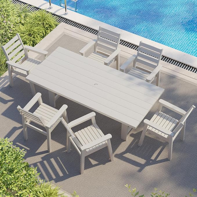 AMERLIFE 7-Piece HDPE Outdoor Dining Set - Image 7