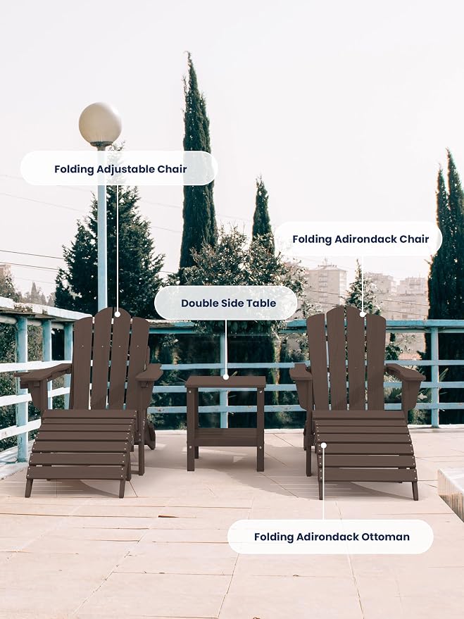 KINGYES Folding Adirondack Ottomans Set of 4 - Image 6