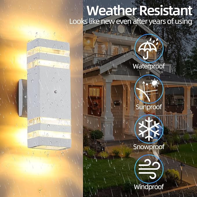 Dusk to Dawn Outdoor Wall Lights Modern Exterior Lighting Fixtures, 2 Pack - Image 3