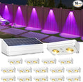 VOLISUN Solar Fence Lights 16 Pack, Warm White, Cool White and RGB Color Glow by VOLISUN