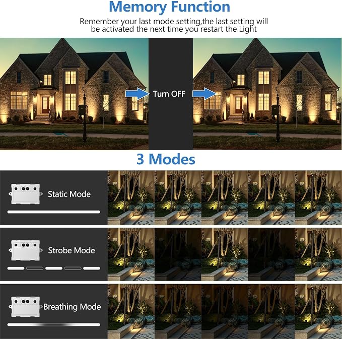 MEIHUA Solar Spot Lights Outdoor, 6 in 1 Solar Landscape Spotlights 2700K Warm - Image 3