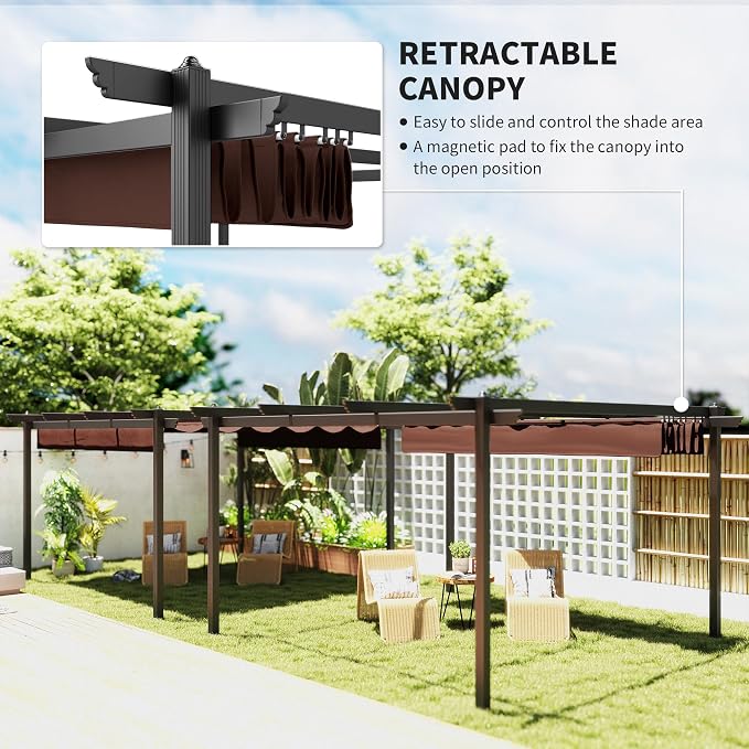Outsunny 13' x 13' Retractable Pergola Canopy - Image 3