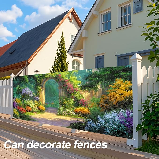 Spring Garden Archway Garage Door Banner 6x13FT, Colorful Flower Path Garage - Image 5