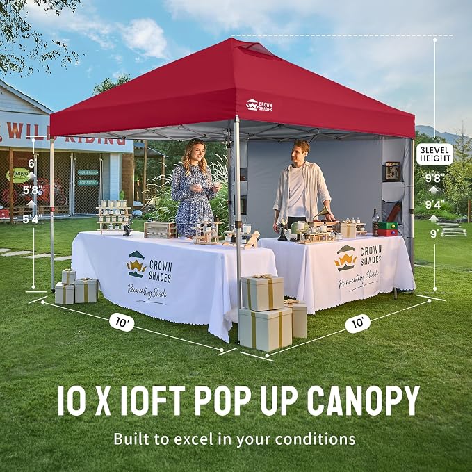 CROWN SHADES Canopy Tent 10x10 Pop Up Canopy Outdoor Shade - Image 7