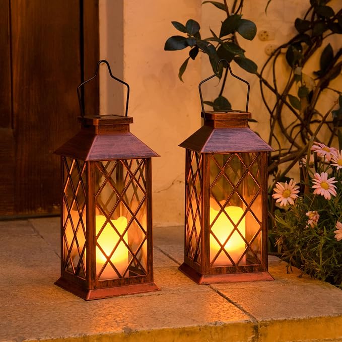 2Pack 10" Solar Outdoor Lanterns Waterproof Garden Gifts Women, Halloween - Image 7