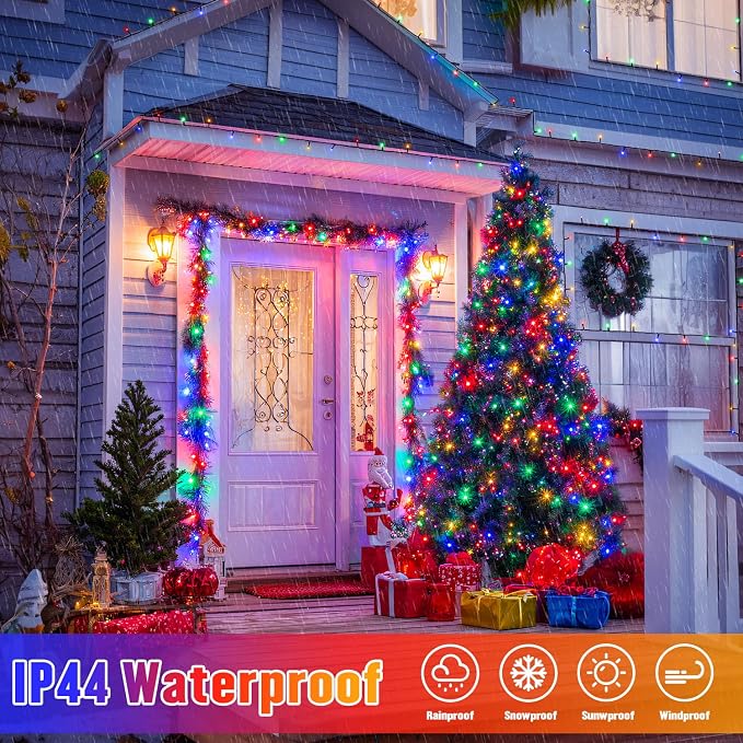 JMEXSUSS 2 Pack Solar String Light 100LED 32.8ft 8 Modes Solar Christmas Lights - Image 4