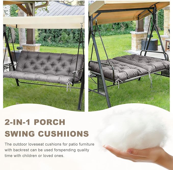 Porch Swing Cushion with Backrest, Waterproof Bench Cushion - Image 4