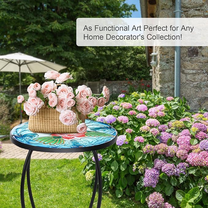 VCUTEKA Patio Side Table Outdoor Accent Table Bistro Coffee Table Plant End - Image 7