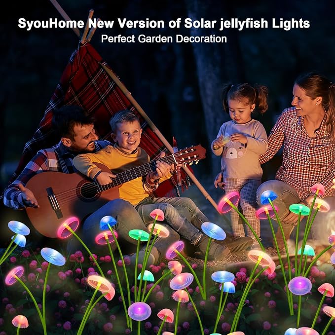 6 Pack Solar Garden Lights, 48 LEDs Swaying Mushroom Lights - Image 7