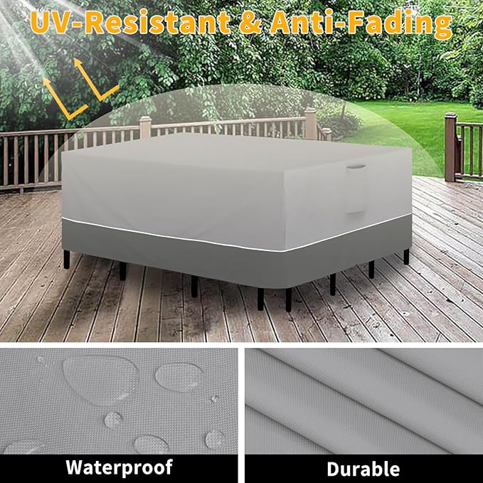 Easy-Going Patio Furniture Cover 110"x84" Rectangle Outdoor Table and Chair Set - Image 3