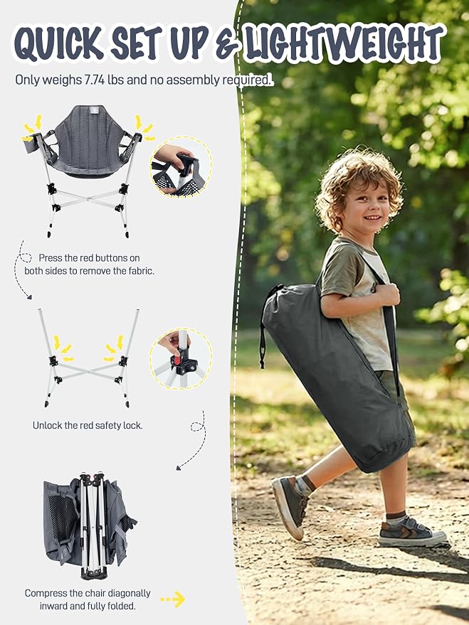 EVER ADVANCED Kids Hammock Chair Foldable, Kids Camping Chair - Image 6