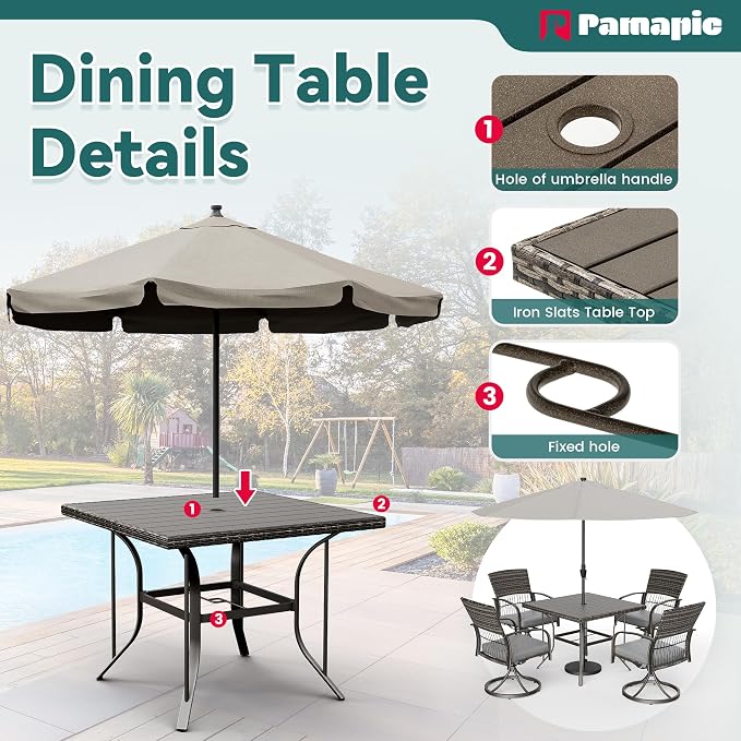 Pamapic 5-Piece Outdoor Dining Set - Image 5