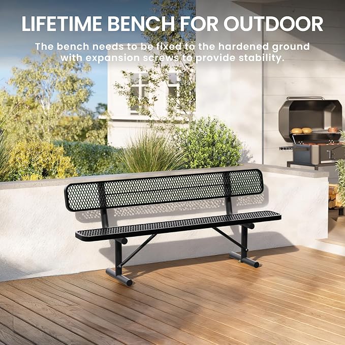 8 Feet Heavy Duty Metal Park Bench - Image 6