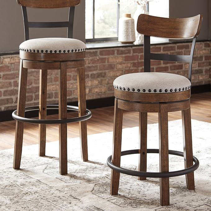 Signature Design by Ashley Valebeck | 30″ Farmhouse Pub-Height Swivel Barstool - Image 8