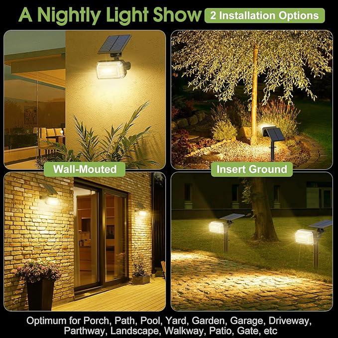 102 LED Solar Spot Lights Outdoor Waterproof IP65, Adjustable Landscape - Image 6