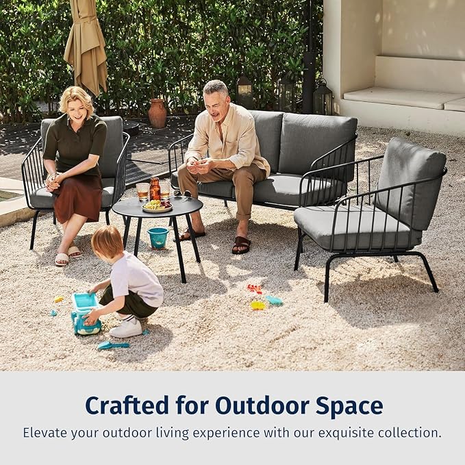 East Oak 4-Piece Plaza Patio Furniture Set, Outdoor Furniture - Image 2