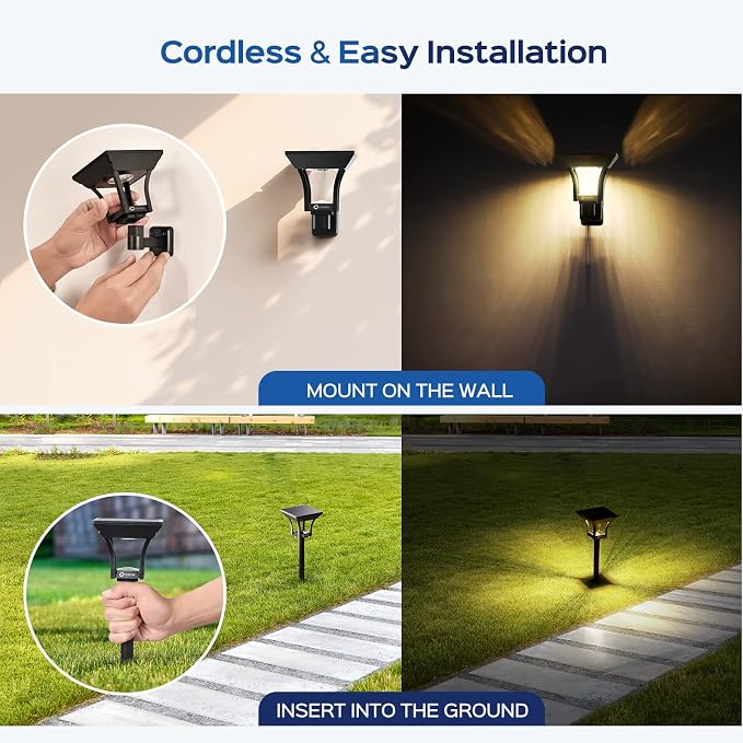 CINOTON 2-in-1 Solar Pathway Lights Outdoor - Image 8
