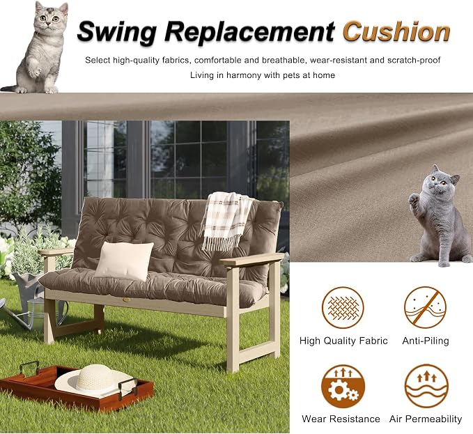 2-3 Seat Swing Replacement Cushion, Outdoor Bench Cushions - Image 2