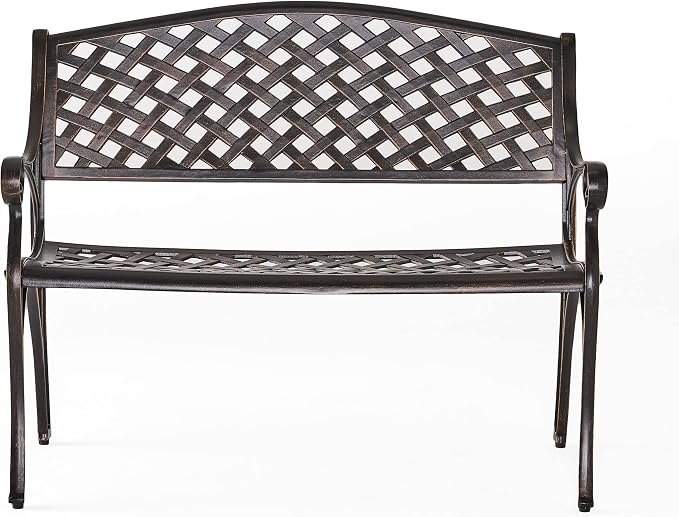 Christopher Knight Home Eastwood Antique Copper Cast Aluminum Bench - Image 7