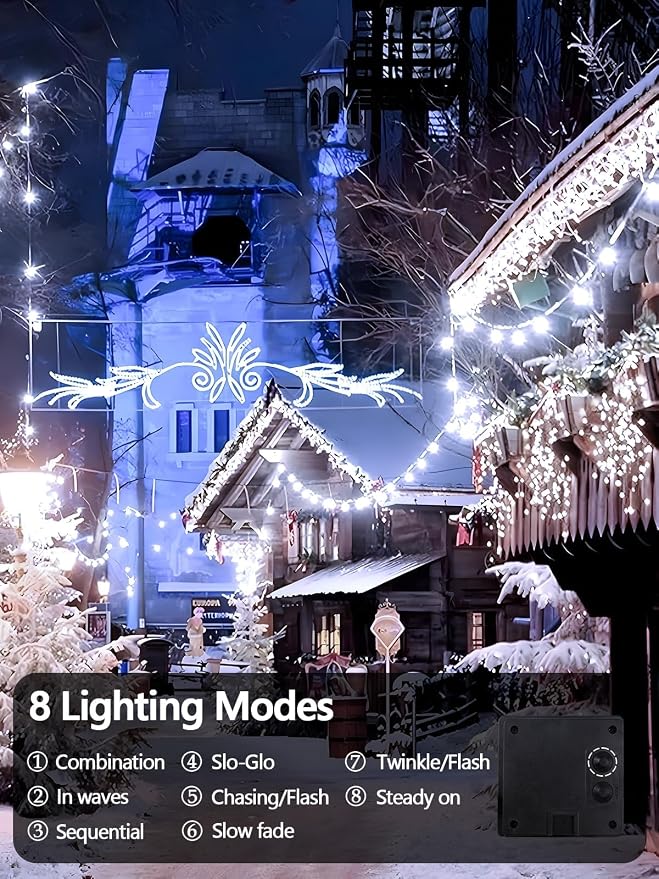 2 Pack 200 LED Solar String Lights - Image 3