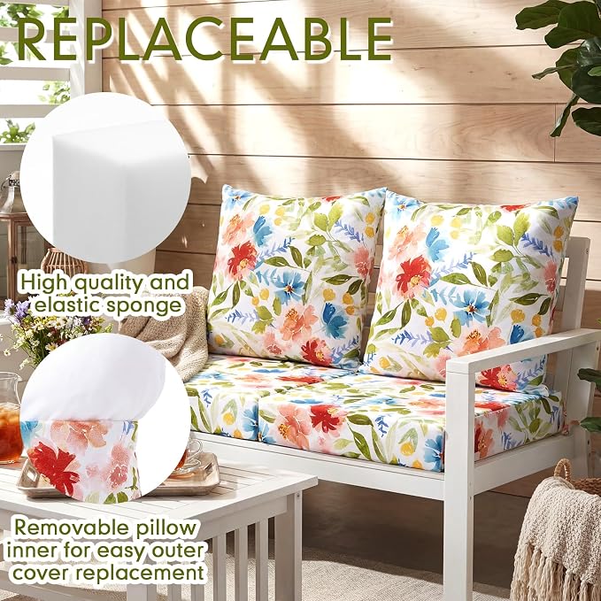 Hoteam 4 Set Outdoor Chair Patio Cushions 20 x 20 Inch Deep Seat Waterproof - Image 3