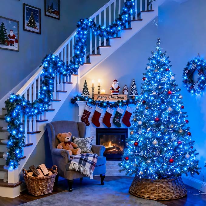 JMEXSUSS Blue Christmas String Lights Indoor Outdoor, 66ft 200 LED Blue String - Image 8