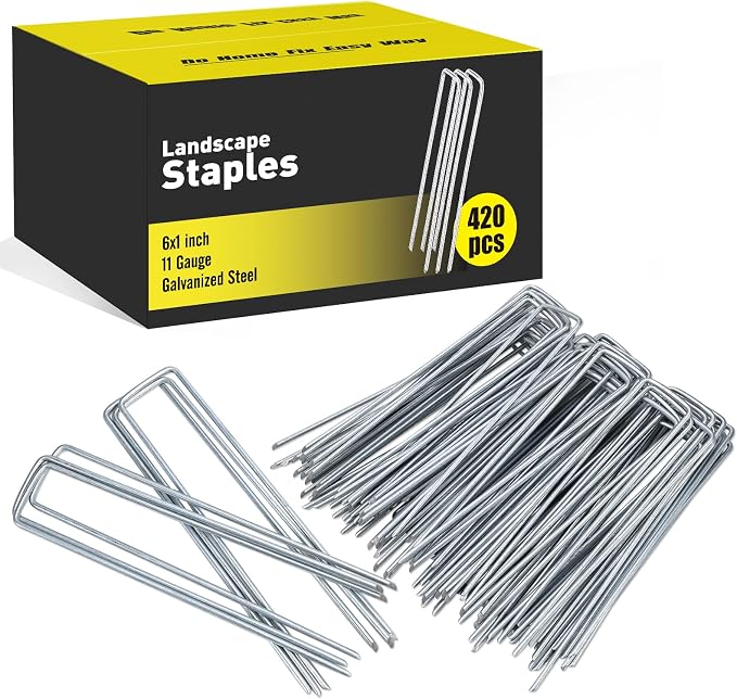 HongWay 420pcs 6 Inch Landscape Staples Galvanized Garden Stakes, 11 Gauge by HongWay