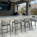 PURPLE LEAF Bar Stool Set of 4 Outdoor Rattan Bar Chair Aluminum Bar Height by PURPLELEAF