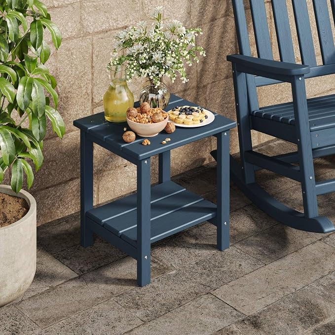 GarveeLife Adirondack Outdoor Side Table 18 x 15 in, HDPE 2-Tier Patio Side - Image 2