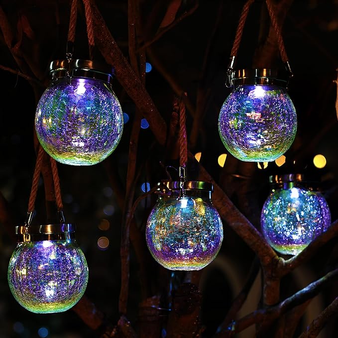 Cooo 6 Pack Gifts for Him Her Solar Lanterns Waterproof Outdoor Iridescent - Image 5