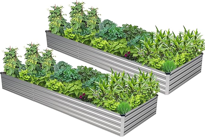 2PCS 9x3x1ft Galvanized Raised Garden Bed Kit, Galvanized Planter Raised Garden by Easllre