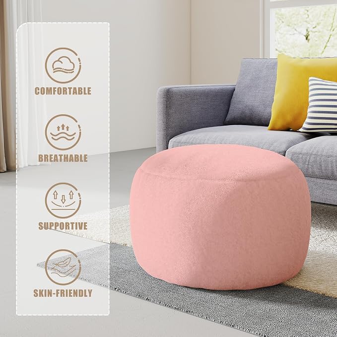 Round Stuffed Pouf Ottoman for Foot Rest, A Round Modern Foam Filled Poufs - Image 8