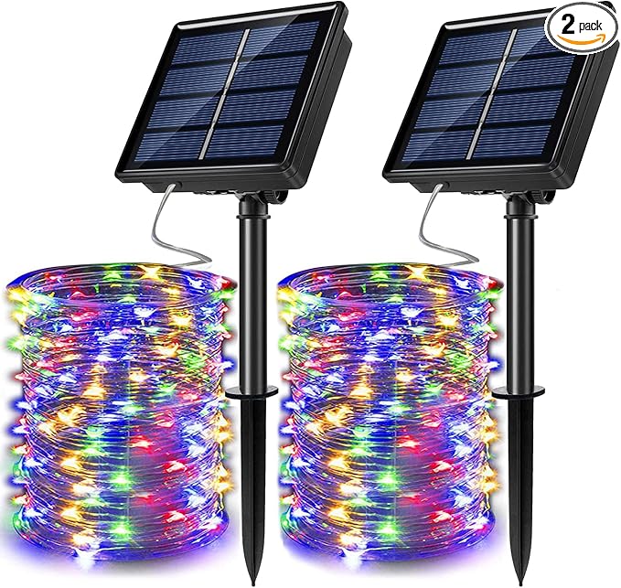 2 Pack Solar Powered Fairy String Lights Outdoor Waterproof 8 Modes Twinkle by JosMega