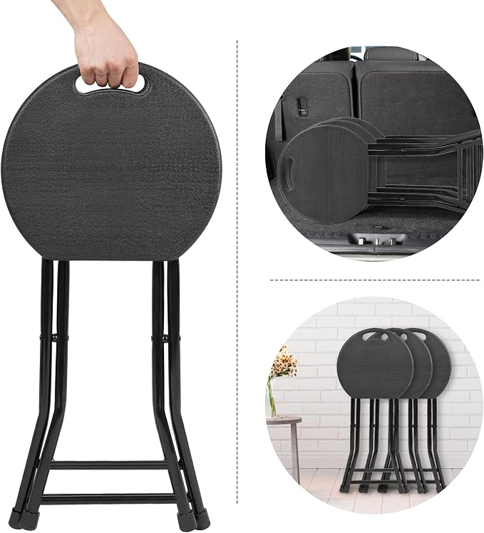 Folding Stool with Handle, Folding Chair, Folding Bar Stool with Non-Slip Feet - Image 7
